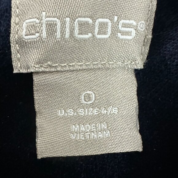 Chicos Womens Velvet Jacket Size 4 Blue Cotton/Spandex Blend Button Front - Picture 3 of 5